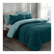 Lions Reversible Teddy Fleece Bedding - Ultra Soft Fluffy King Size Duvet Cover Set with Pillowcase, Cuddly Thermal Warm Plain Quilt Covers, Green,