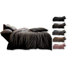 Teddy Bear Fleece Super Soft Fluffy Warm and Cosy Duvet Sets and Fitted Sheet (Charcoal, King Duvet Set)