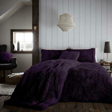 Comfort Collections Fleece Teddy Duvet Quilt Cover Bedding Set With Matching Pillowcase Warm and Cosy Hug & Snug Purple Bedding Set Single 137cm x