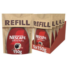 NESCAFÉ Original Instant Coffee Refill Pouch 150g, Rich Aroma, Full and Bold Flavour (Pack of 5)