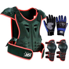 Kids Children’s Safety Protective Reflective Body Armor Suit Back Protector Great for Sporting Activities with Knee Pad & Hard Knuckle Gloves