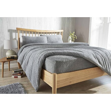 LOOMS & LEAVES LUXURIOUS TEDDY FLEECE COZY WARM SOFT DUVET COVERS, FITTED SHEETS,BEDDING SETS (GREY, SINGLE FITTED SHEET)