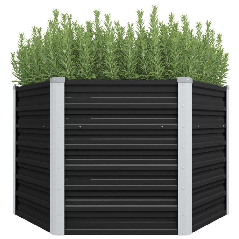 Vidaxl Garden Raised Bed Anthracite - Durable Galvanised Steel, Spacious Diy Planter Pot, Weather, Ideal For Herbs, Flowers & Vegetables, Size:
