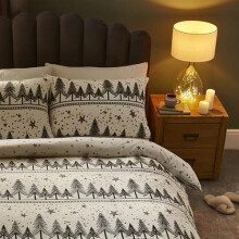 Silentnight Nordic Christmas Trees Single Duvet Set - Winter Duvet Cover Set with Reversible Xmas Designs Luxuriously Soft with One Fleece Side -