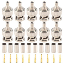 10 Sets 3-Piece BNC Male RG58 Plug Crimp Connectors