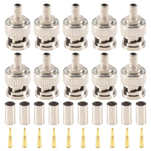 10 Sets 3-Piece BNC Male RG58 Plug Crimp Connectors
