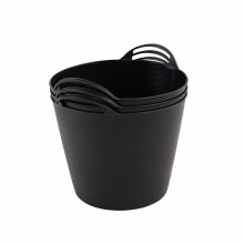BiGDUG Plastic Flexi Tubs (26 Litre) - Pack of 3 - Black - Heavy Duty Trugs Flexible Storage Bucket - Multi Purpose Round Container