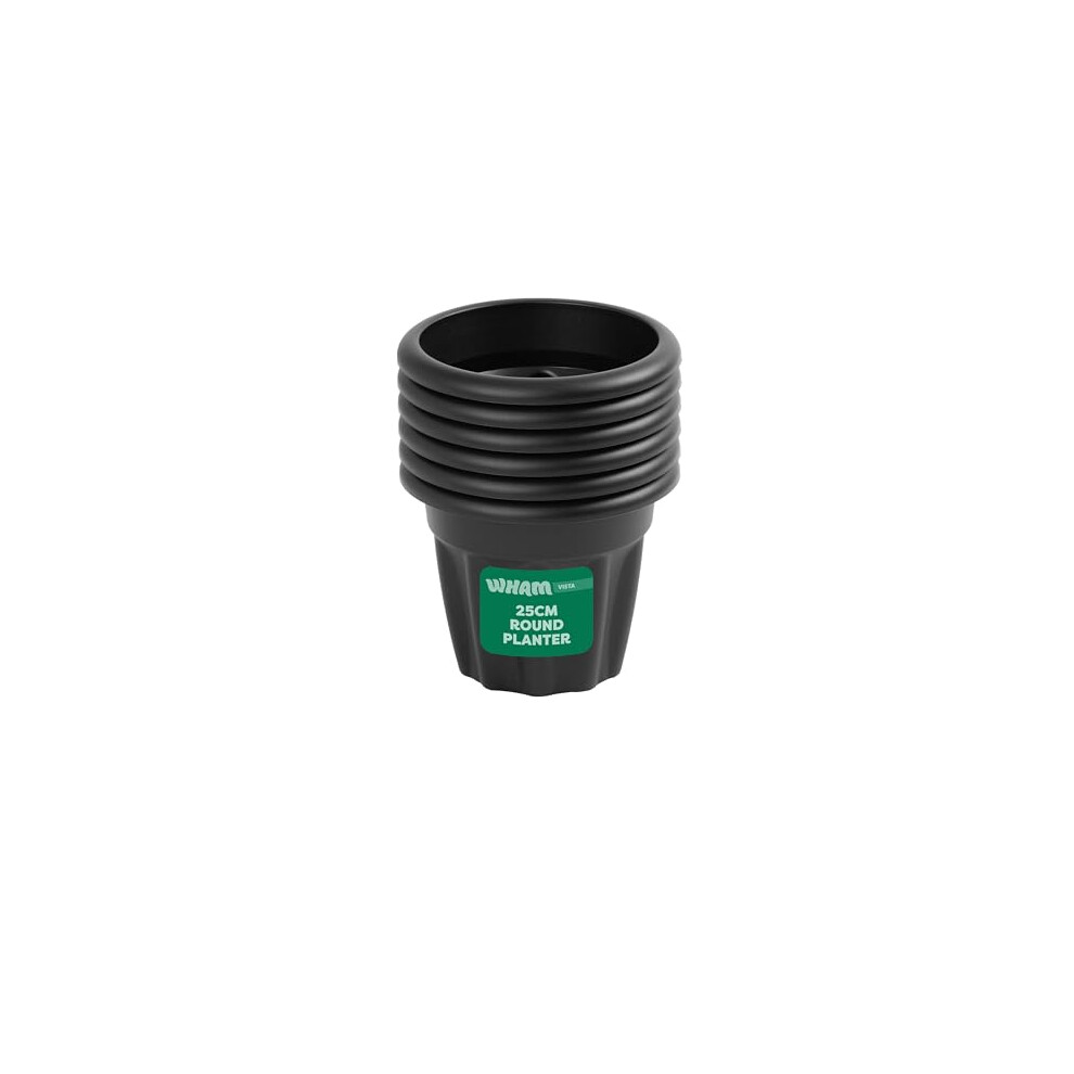 Wham Vista 6 X 25Cm Round Plastic Garden Planters | 100% Recycled Plastic | Weather Resistant & Lightweight | Indoor & Outdoor Use | Drainage In Uk