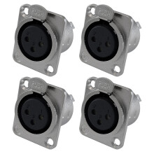 XLR Female Jack 3 Pin - Paneelgemonteerde Jacks D-Serie Maat XLR-F - 4 PACK