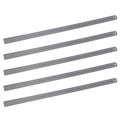 5pcs 60cm Stainless Metal Measuring Straight Ruler
