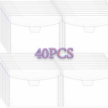 40 Pieces Clear Stamp and Die Storage Bags, Plastic Scrapbooking Storage Pockets 7.5x5.5inch Resealable Envelopes with Label Stickers for Cutting