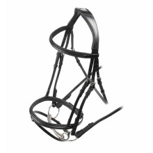 (Pony, Black) Velociti Raised Flash Leather Horse Bridle