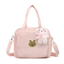 CMANLNYK Baby Changing Bag with Cute Charm - Comfort Cloth Baby Nappy Changing Diaper Travel Tote Pram Bag for Mum Mother (Pink)