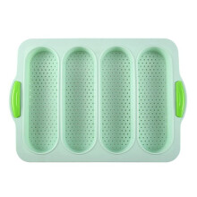 4-Slot French Cake Mold French DIY Small Bread Mold Non-Stick Easy-to-Release Baking Tray Green