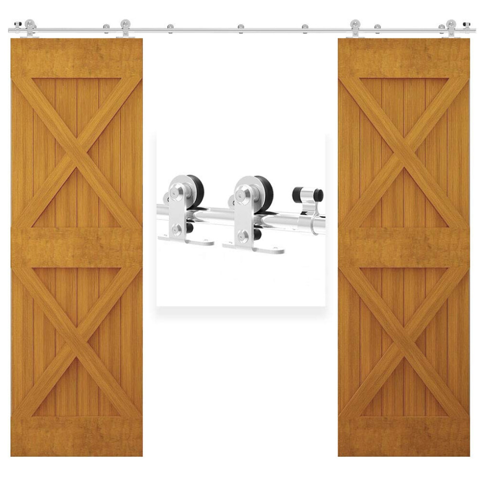 Tsmst 305Cm/10Ft Stainless Steel Sliding Barn Door Hardware Kit Track Roller Closet Accessory For Double Door 5051227251428