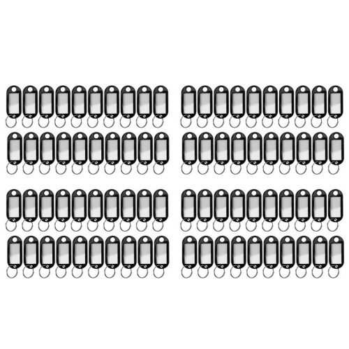 80 Pcs Assorted Key ID Label Tags Split Ring Keyring Keychain (Black)