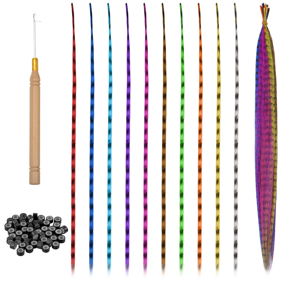 Zyfc 20Pcs Feather Hair Extensions, Colored Hair Extensions Kits, Colorful Hairpieces Feathers