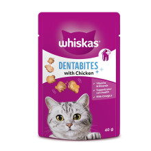 WHISKAS Dentabites 40g (Pack of 6) Adult Cat Treats with Chicken