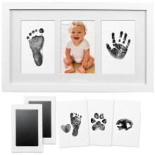 PewinGo Baby Handprint and Footprint Kit, 10-Year Clean Touch Ink Pad, Skin-Safe Non-Toxic Mess-Free, Newborn 0-6 Months Memory Keepsake Frame,Nurser