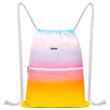 WANDF Drawstring Backpack String Bag Sackpack Cinch Water Resistant Nylon for Gym Shopping Sport Yoga (Rainbow)