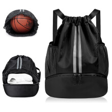 flintronic Drawstring Backpack, Waterproof Sports Backpack, Large Gym Bag With Shoe Compartment and Water Bottle Mesh Pockets