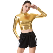 Golden Bustier Lederen Optredenkleding Lange Mouwen Vrouwen M