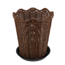 Decoratieve Rattan Plantenmand Lichtbruin, Met Tray Voor