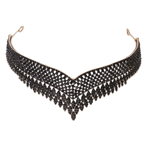 zwarte kristallen kroon tiara bruids haaraccessoire