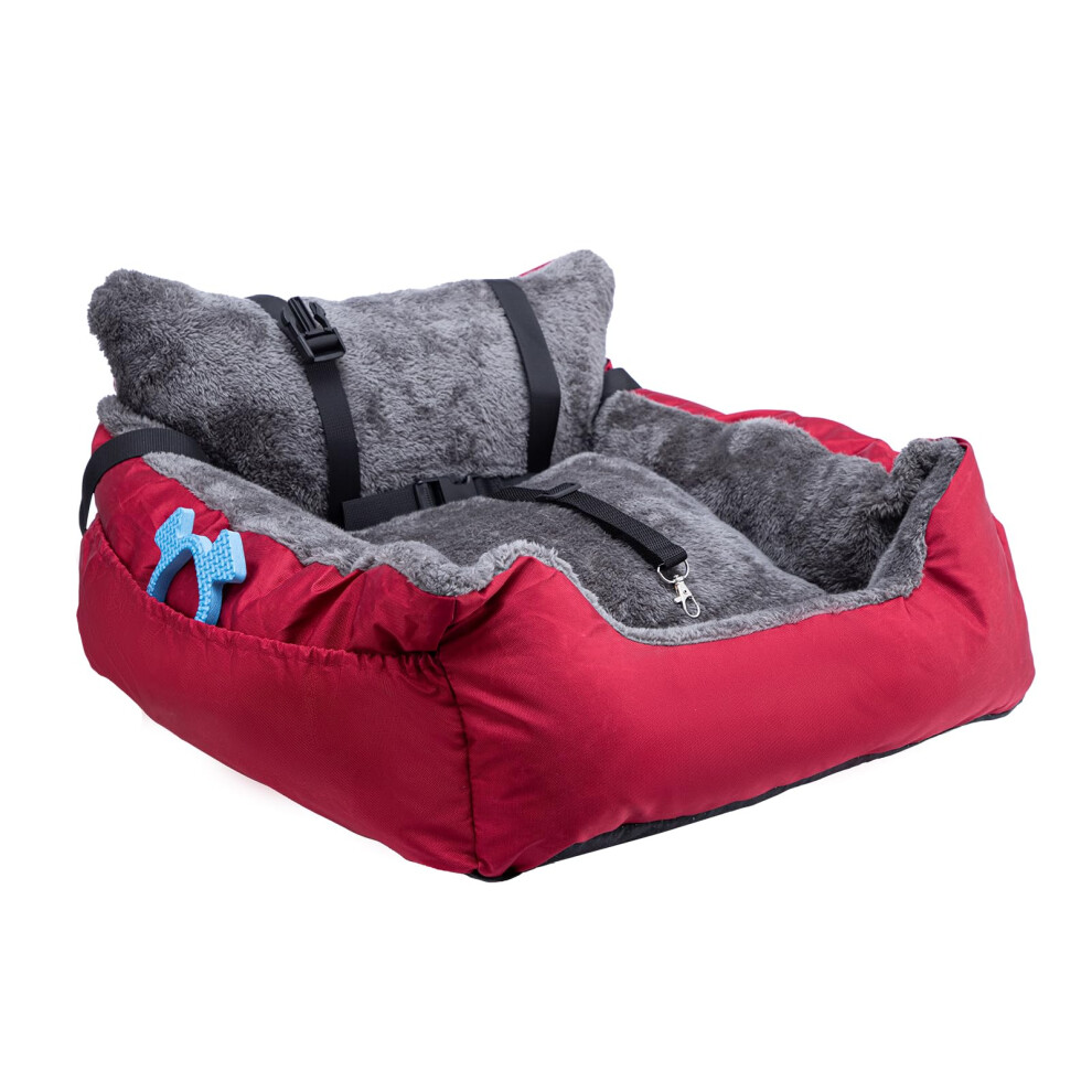 Ln Cozy Corner Plush Dog Car Seat For Small Dogs & Cats, Comfortable Pet Car Seat With Safety Leash & Non-Slip Base, Car Seat Bed With Storage Pocket