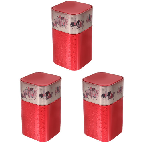 3Stk Luftdichte Tee Dosen Aus Weißblech, Rot, Für