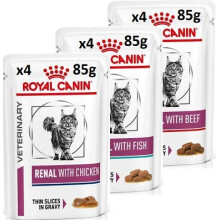 Royal Canin Veterinary Feline Renal Premium Mix - 12 x 85g With Tuna, Chicken, Beef Cat Food by ResqueT - All in One Random Box