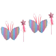 4Stk Kinder Feenkostüm Set Pink Mit Flügeln Und Stilvollem