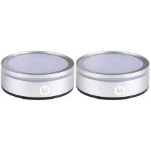 2Pièces Socle Lampe LED Argenté Toucher Pour Lumière Design