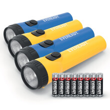 Eveready LED Torch, Super Bright Flashlight, Water Resistant, Camping Emergency Light, Pack of 4, Batteries Included, Adjustable Beam, Durable Design