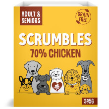 Scrumbles Natural Wet Dog Food, Grain Free Recipe with 70% Chicken and Slippery Elm, 7x 395g,package may vary