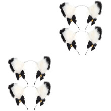 4Pièces -Têtes Peluche Oreilles Blancs Idéal Fête Et Costume