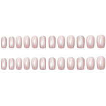 24Pièces Faux Ongles Courts ABS Rose Pour Décoration Et Style Femme