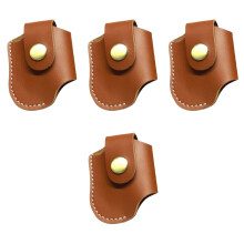 4Pièces Étui Cuir Marron Clair Multifonction Pour Briquet Voyage
