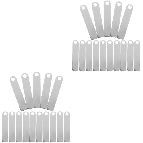 40Stk Silber Metall Blank Tags Schlüsselanhänger DIY Schmuck