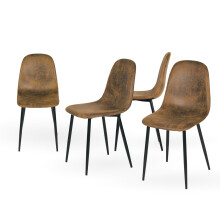 Homy Casa Set of 4 Dining Chairs Soft Chairs and Backrest Kitchen with Solid Metal Legs for Living Room Lounge Home Brown