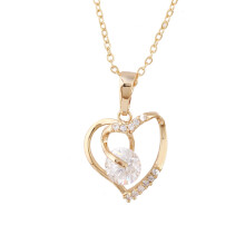 Vrouwen Hartvormige Goudgeplateerde Zirkonia Hanger Ketting ( )