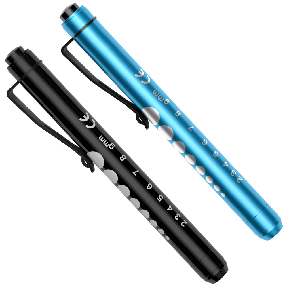 Risemart Pen Torch, 2Pcs Pen Light Led Pupil Gauge Pen Torches For Nurses Doctors Paramedic Emt Emergency Penlight Flashlight With Pocket Clip 5051227282965