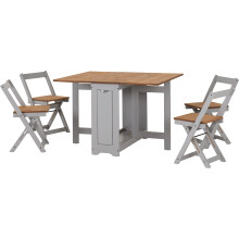 Seconique Santos Butterfly Dining Set in Grey/Distressed Waxed Pine