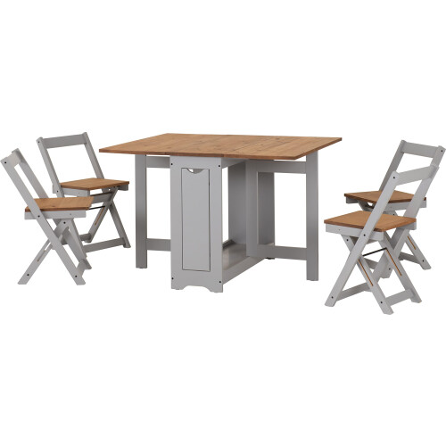 Seconique Seconique Santos Butterfly Dining Set in GreyDistressed Waxed Pine