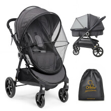 Orzbow Mosquito Net for Pram, Universal Pram Net Cover w/Zippers, Sturdy Pram Mosquito Fly Net, for Car Seat & Buggy, Easy Access, Bag Included