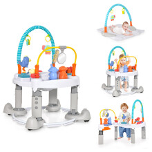 GYMAX Baby Activity Centre, Folding 4-in-1 Toddler Convertible Play Center with Baby Walker, Bouncing Saucer, Play Table & Mat