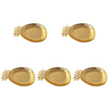 5Pièces Assiettes Céramiques Dorées Plateau Rangement Snacks