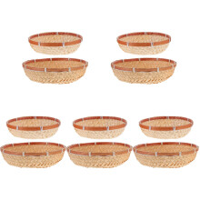 10Pièces Corbeille Rustique En Bambou Pour Stockage Khaki