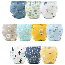 Aolso 10Pcs Reusable Baby Toddler Training Pants, Boys Underwear with Cartoon Pattern, Cotton Washable Toilet Training Underwear, Size 110