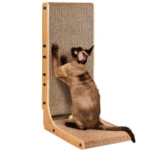 EHEYCIGA L Shape Vertical Cat Scratcher with Ball Toy, 68cm High, Brown
